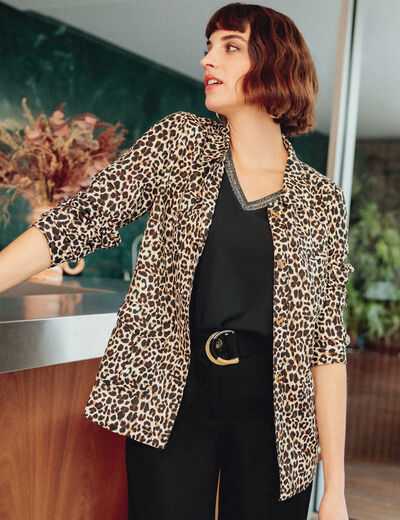 Veste boutonnée beige femme