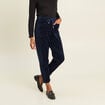 Pantalon coupe mom en velours bleu femme
