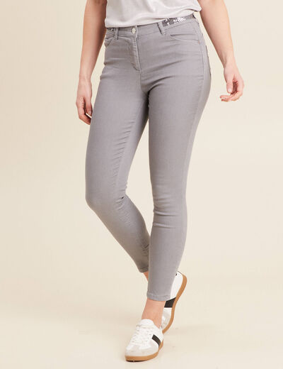 Pantalon ajusté sequins denim gris clair femme