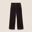 Pantalon large velours c&ocirc;tel&eacute; marron fonc&eacute; femme
