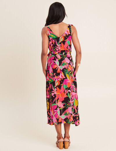 Robe longue portefeuille rose fushia femme