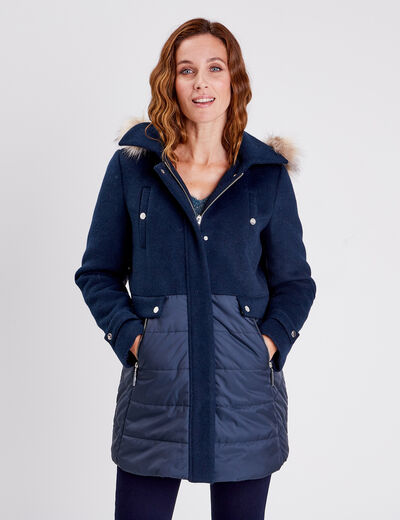 Doudoune longue bleu foncé femme