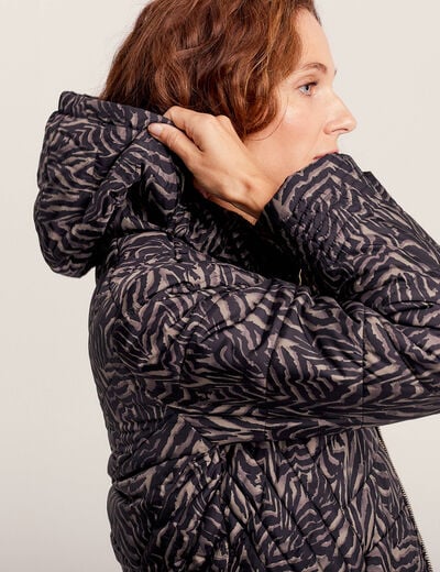 Doudoune d&eacute;perlante droite zipp&eacute;e noir femme
