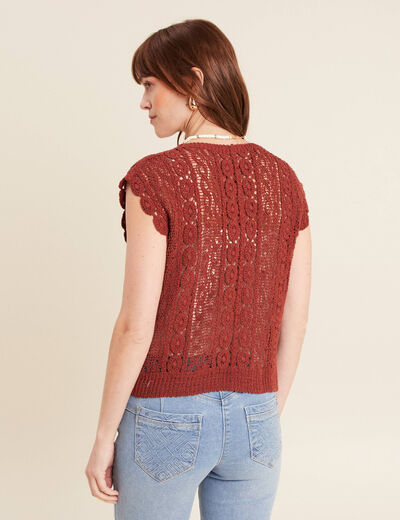 Débardeur macramé marron foncé femme