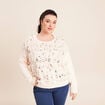 Pull col rond manches longues doubl&eacute; ecru femme