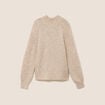 Pull droit col montant manches longues beige femme