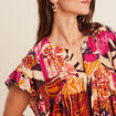 Robe courte évasée col tunisien rose femme