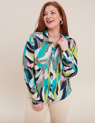 Chemise manches longues vert femme