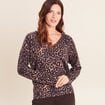 Pull col v marron femme