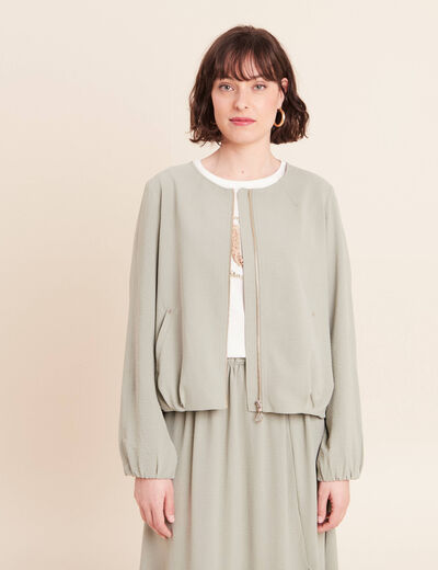 Veste fluide manches longues doubl&eacute;e vert clair femme