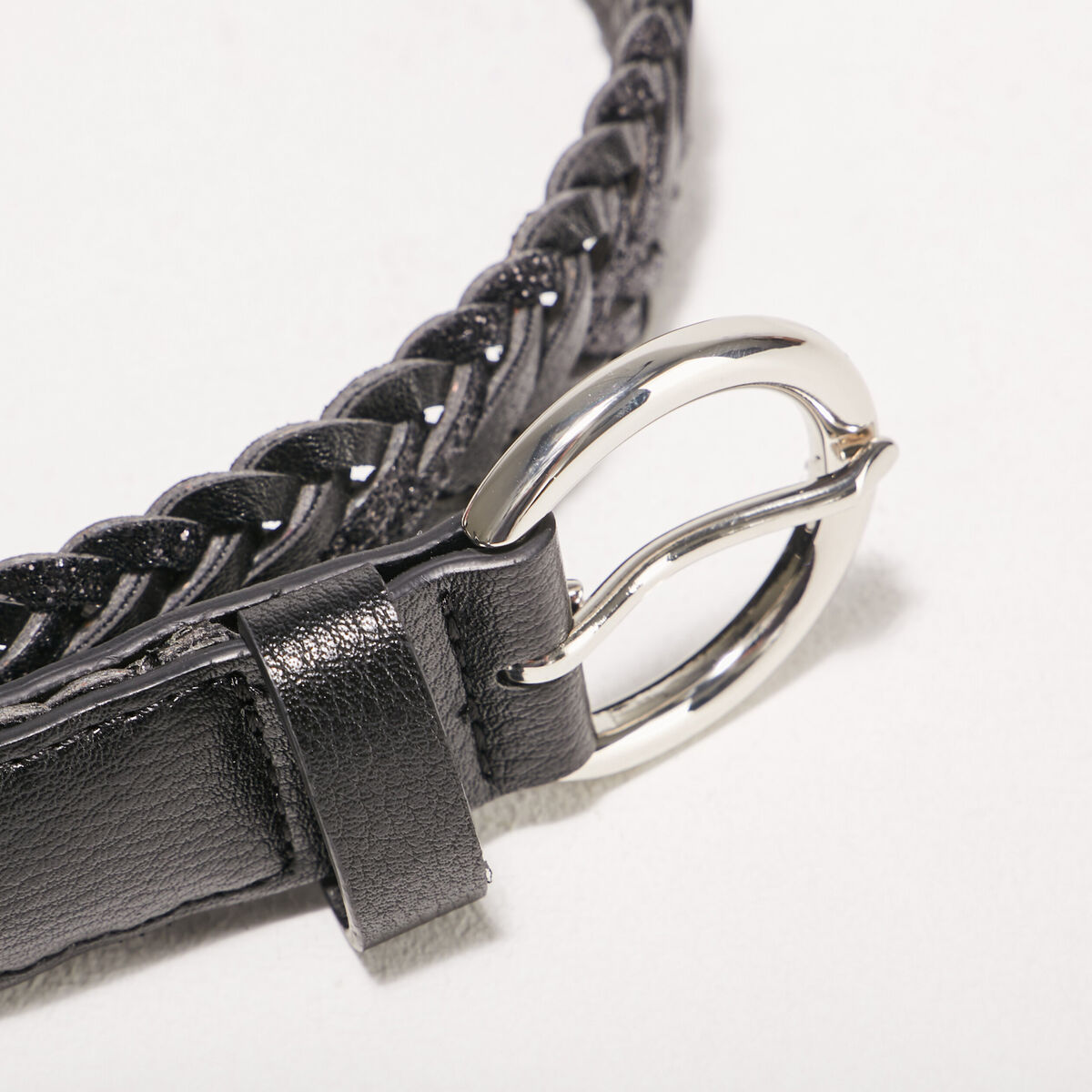 Ceinture tressée à paillettes noir femme