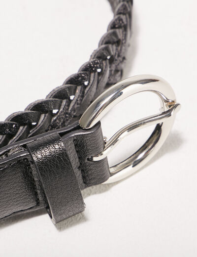 Ceinture tressée à paillettes noir femme