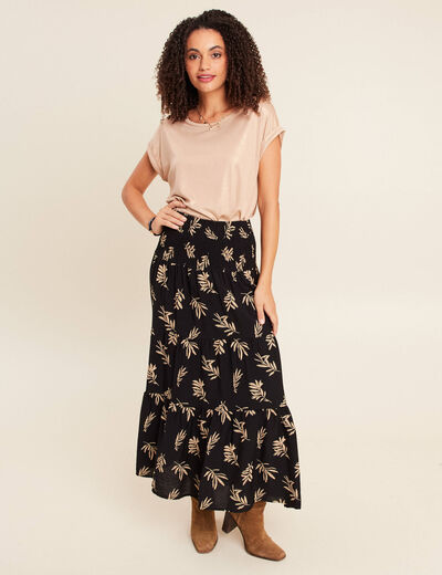 Jupe avec broderie noir femme