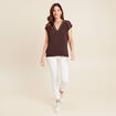 T-shirt manches courtes marron femme