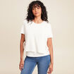 Pull col rond manches courtes ecru femme