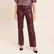 Pantalon enduit coupe large bordeaux femme