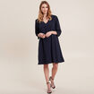 Robe évasée manches 3/4 bleu marine femme