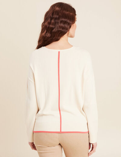Pull manches longues ecru femme