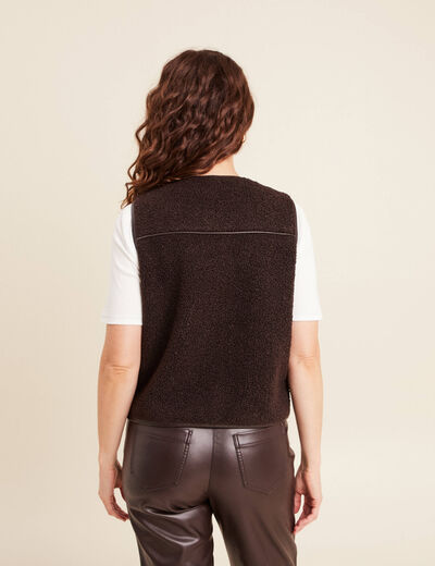 Gilet sans manches sans col marron foncé femme