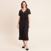 Robe longue &eacute;vas&eacute;e 2 en 1 col rond noir femme