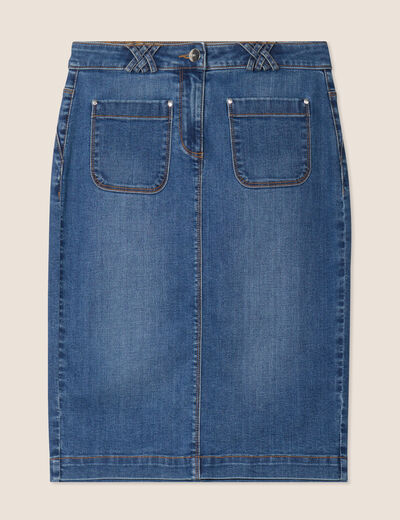 Jupe en jean longueur genou denim stone femme