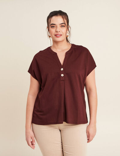 T-shirt manches courtes bordeaux femme
