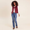 Gilet droit sans manches fausse fourrure bordeaux femme