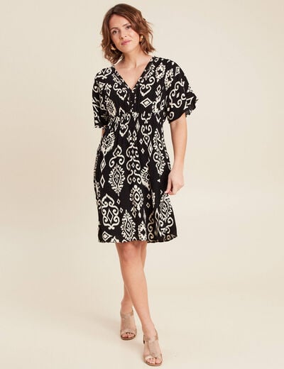 Robe évasée fluide noir femme