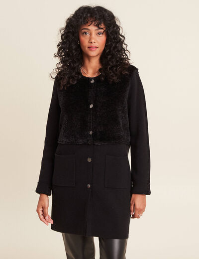Veste droite buste bouclette noir femme