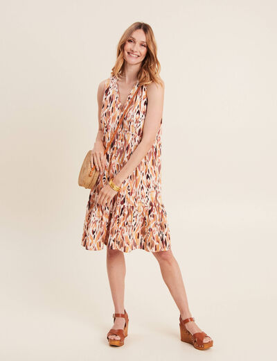 Robe évasée sans manches blanc femme