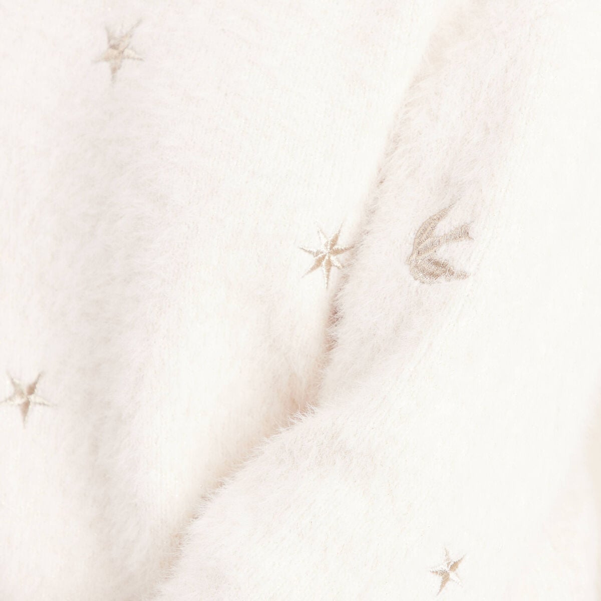 Pull brod&eacute; manches longues ecru femme
