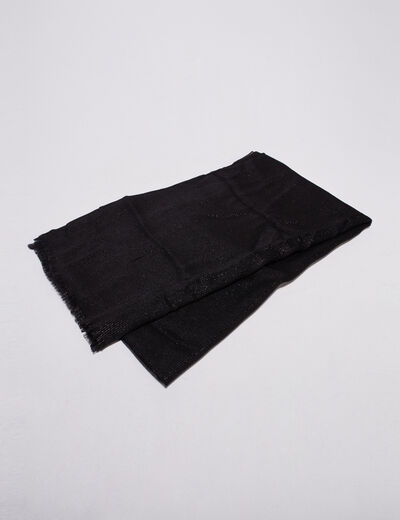 Foulard brillant &agrave; franges noir femme
