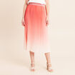 Jupe midi patineuse pliss&eacute;e rose vif femme
