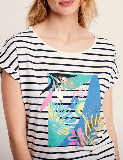 T-shirt manches courtes ecru femme