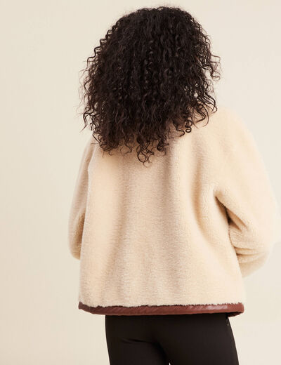 Manteau fausse fourrure ecru femme
