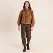 Veste ample col montant doubl&eacute;e marron fonc&eacute; femme
