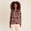 Chemise fluide manches longues marron femme