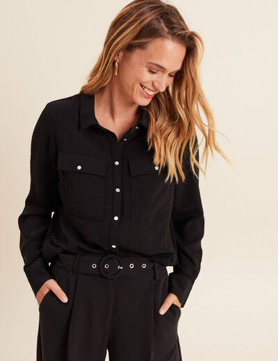 Chemise manches longues noir femme