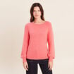 Pull col rond manches longues rose framboise femme