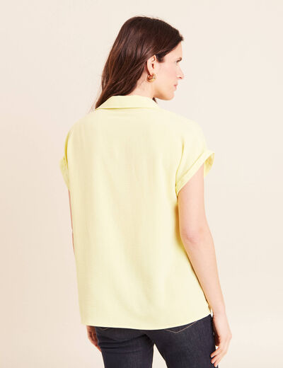Blouse manches courtes jaune pastel femme