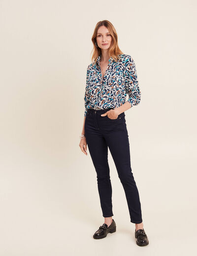Chemise manches longues bleu canard femme