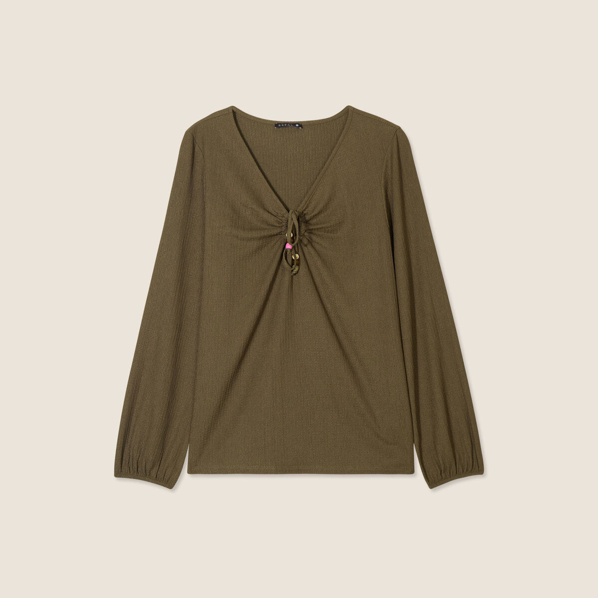Blouse manches longues vert olive femme