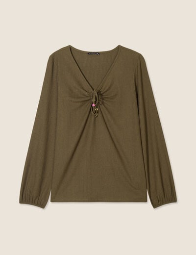 Blouse manches longues vert olive femme
