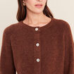 Gilet col rond marron fonc&eacute; femme