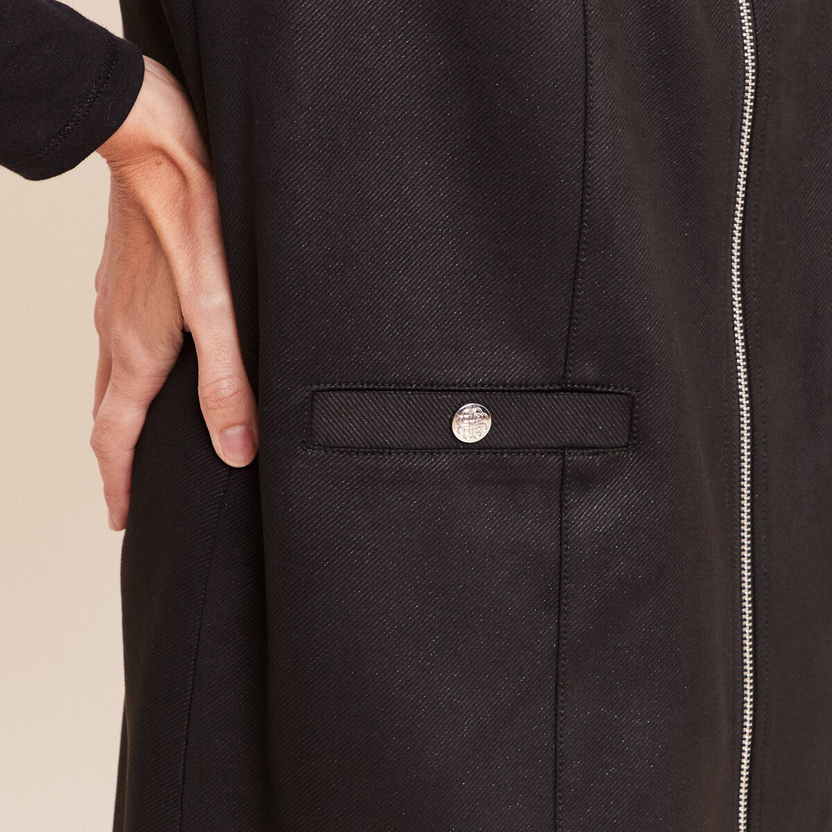 Robe chasuble su&eacute;dine noir femme
