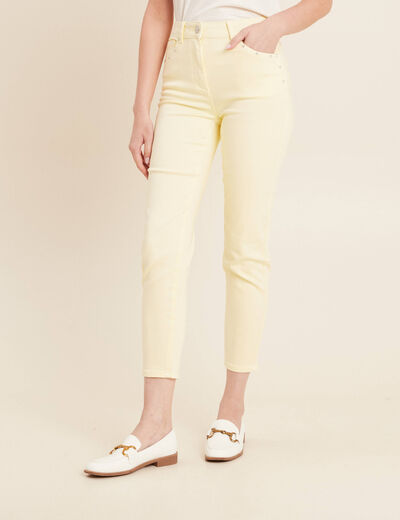 Pantalon ajusté 7/8ème jaune clair femme