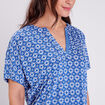 T-shirt &agrave; manches courtes bleu fonc&eacute; femme