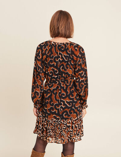 Robe imprimée évasée fluide femme noir femme