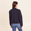 Bomber manches longues en velours doubl&eacute; bleu fonc&eacute; femme
