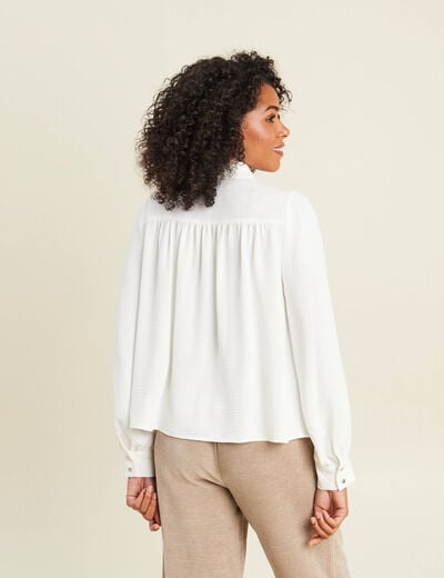 Chemise fluide manches longues ecru femme